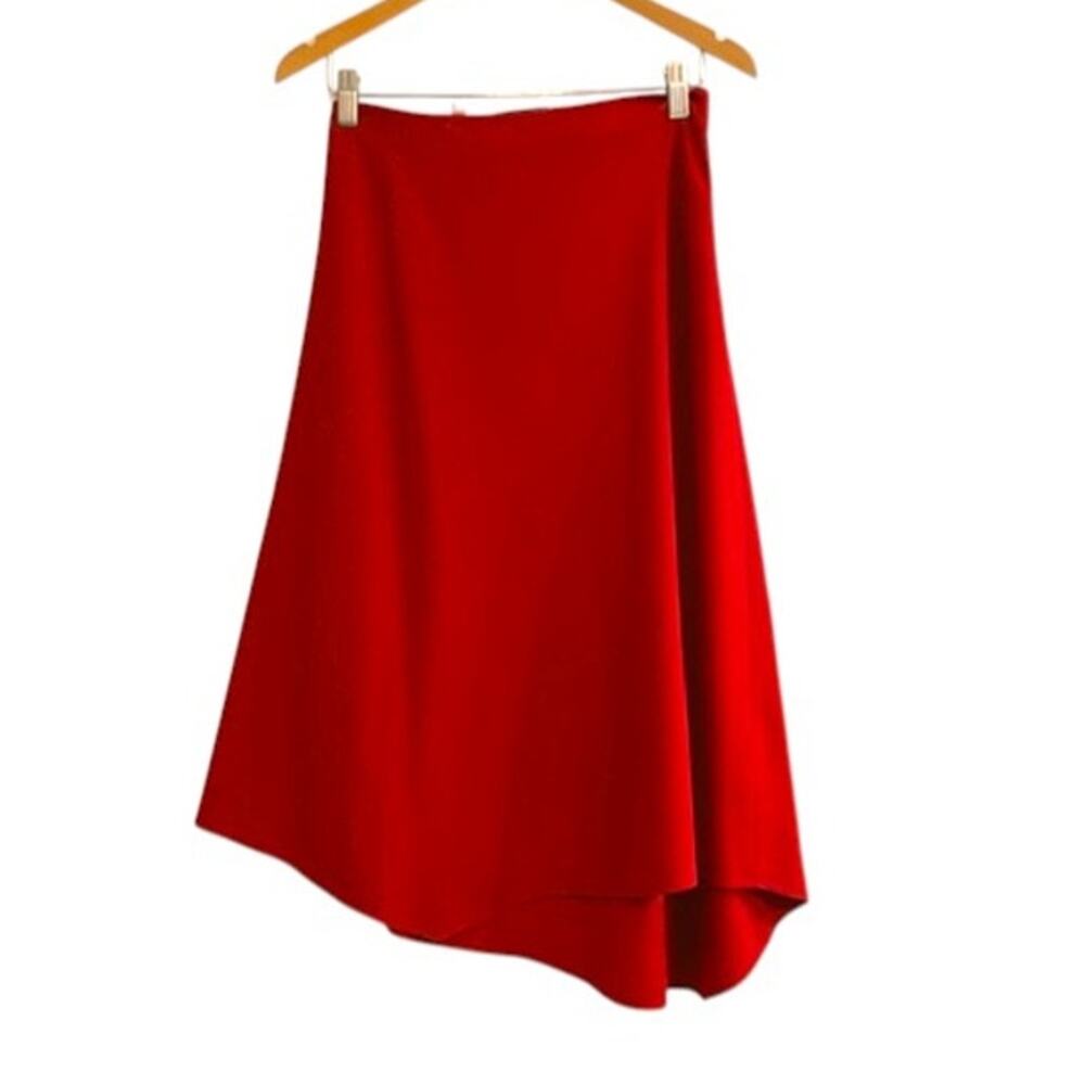 Vince Red Asymmetrical Drape Skirt Size 2 Wool Blend Crimson - Picture 4 of 11